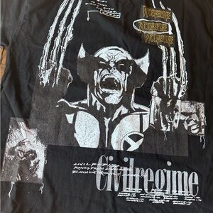 Marvel Men’s Black Wolverine Graphic Tee with White and Gold Accents